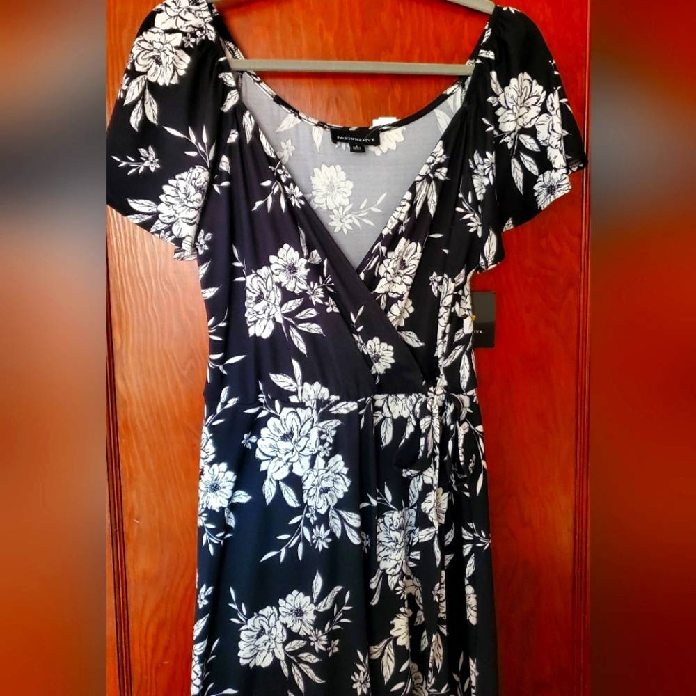 Fortune & Ivy Irene Faux Wrap Dress